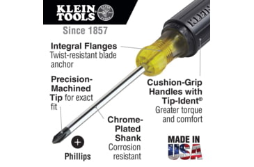 Image of Klein Tools 1/4 Keystone Screwdriver Set, #2 Phillips, Cushion-Grip, 2Piece, Black, 85442