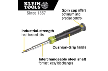 Image of Klein Tools 14in1 Precision Screwdriver/Nut Driver, Black/Yellow, 32314