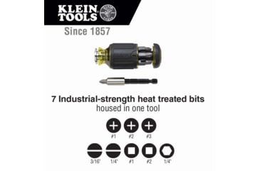 Image of Klein Tools 8in1 Multi-Bit Adjustable Length Stubby Screwdriver, Black, 32308