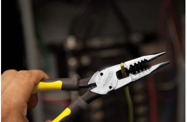 Image of Klein Tools All-Purpose Needle Nose Pliers, Spring Loaded, Cuts, Strips, 8.5In, Yellow/Black, J206-8C