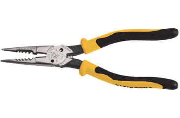 Image of Klein Tools All-Purpose Needle Nose Pliers, Spring Loaded, Cuts, Strips, 8.5In, Yellow/Black, J206-8C