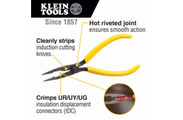Image of Klein Tools Connector Crimping Needle Nose Pliers, 7In, Yellow, VDV026-049
