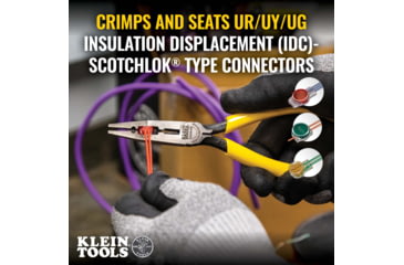 Image of Klein Tools Connector Crimping Needle Nose Pliers, 7In, Yellow, VDV026-049