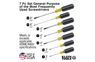 Image of Klein Tools Cushion-Grip Screwdriver Set 7-Piece, 85076