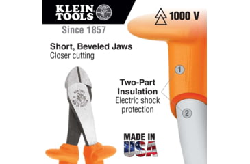 Image of Klein Tools Diagonal Cutting Plier, High Leverage, 8In, Orange, D228-8-INS