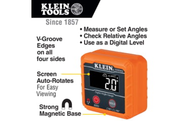 Image of Klein Tools Digital Angle Gauge and Level, Orange, 935DAG