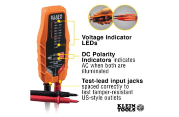 Image of Klein Tools Electronic AC/ DC Voltage Tester, 12 - 600V, Orange/Black, ET60