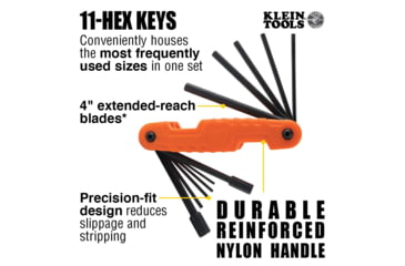 Image of Klein Tools Folding Hex Key Set -11 Fractional Inch-Sized Keys Pro, 70550