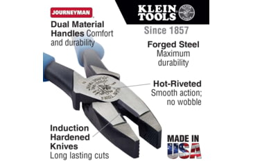 Image of Klein Tools Linemans Pliers, Journeyman Handle, 9In, Light Blue/Black, J2000-9NE