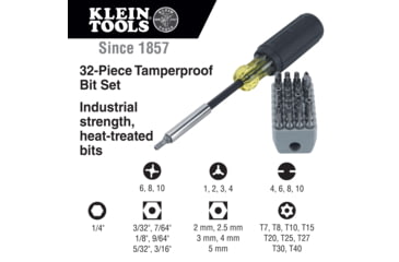 Image of Klein Tools Screwdriver w/32-Piece Tamperproof Bit Set Magnetic, 32510