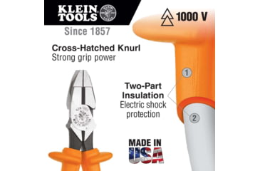 Image of Klein Tools Side Cutting Pliers, New England Insulated, 9In, Orange, D213-9NE-INS