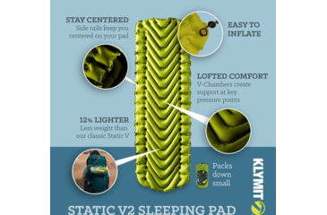 Image of Klymit Static V2 Sleeping Pad, Light Green, Regular, 06S2GR03C
