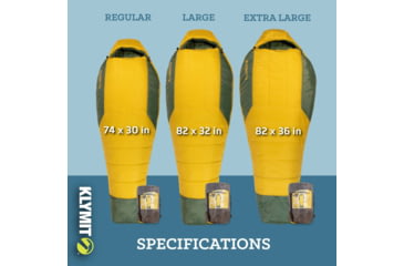 Image of Klymit Wild Aspen Sleeping Bag, 0 Degrees, Yellow, Large, 13WAYL00D