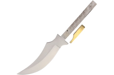 Image of Knifemaking Clip Point Skinner Blade with Carbon Steel Construction Knife, Overall 10in, Blade 5.5in L Carbon Steel L Standard Edge, Removable Brass Guard, EG-618
