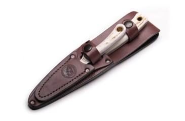 Image of Knives of Alaska Alpha Wolf / Cub Bear Combo Fixed Blade Knives, 3in / 2.75in, CPM MagnaCut Stainless Steel, Drop Point /Caping Blade, Stag, Brown And White Sculpted Bone Handle, 00373FG