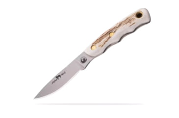Image of Knives of Alaska Alpha Wolf / Cub Bear Combo Fixed Blade Knives, 3in / 2.75in, CPM MagnaCut Stainless Steel, Drop Point /Caping Blade, Stag, Brown And White Sculpted Bone Handle, 00373FG