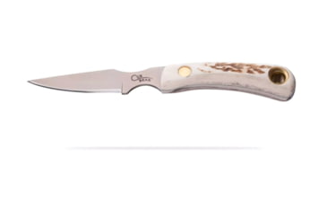 Image of Knives of Alaska Alpha Wolf / Cub Bear Combo Fixed Blade Knives, 3in / 2.75in, CPM MagnaCut Stainless Steel, Drop Point /Caping Blade, Stag, Brown And White Sculpted Bone Handle, 00373FG