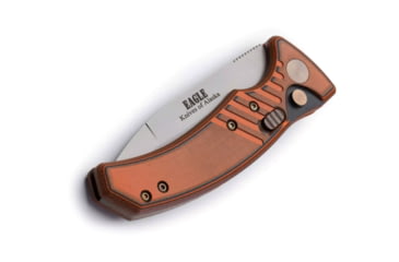 Image of Knives of Alaska Eagle Auto Automatic Folding Knife, 2.9in, CPM MagnaCut Stainless Steel, Spear Point Blade, G10, Orange/Black Handle, 00958FG