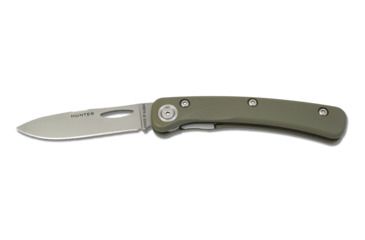 Image of Knives of Alaska Featherlight Hunter D2 Knife, G-10 OD Handle w/ Clip, Olive Drab, 00452FG