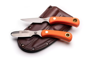 Image of Knives of Alaska Muskrat/Cub Bear Combo Fixed Blade Knives, 2.25in/2.75in, Magnacut Stainless Steel, Round Tip/Caping Blade, Suregrip, Orange, 00106FG