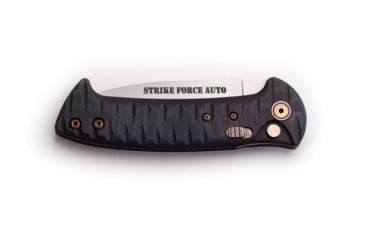 Image of Knives of Alaska Strike Force Auto Serrated Automatic Folding Knife, 3in, Magnacut Stainless Steel, Drop Point Blade, G10, Black, 00934FG