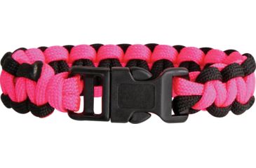 Image of Knotty Boys Single Weave Survival Bracelet, Black and Hot Pink, 8in. Diameter KY212
