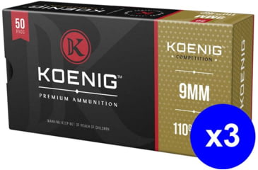 Image of Koenig Competition Match , 9mm Luger, 110 grain, Jacketed Hollow Point, Brass, Centerfire Pistol Ammo, 150 Rounds