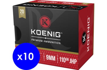 Image of Koenig Defense, 9mm Luger, 110 grain, Jacketed Hollow Point, Brass, Centerfire Pistol Ammo, 200 Rounds, DK9MDEF20