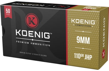 Image of Koenig Match 9mm Luger 110 Grain Hollow Point Brass 1150 Pistol Ammo, 50 Rounds, DK9MMT50