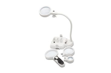 Image of Konus Tabletop or Handheld Magnifier w/3 Interchangeable Lenses, 2x-5x-16x, White, 3628