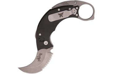 Image of Krudo SNAG 2.1 Folder Part Serrated Folding Knife,2.25in,Partially Serrated,Stonewash,Black,Aluminum Handle SNGSR21