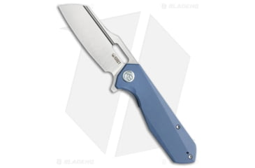 Image of Kubey Atlas Folding Knife, 3.31in, Sandvik 14C28N, Sheepsfoot Blade, G10 Blue Handle, Gray/Blue, 7.80in, BHQ-217112
