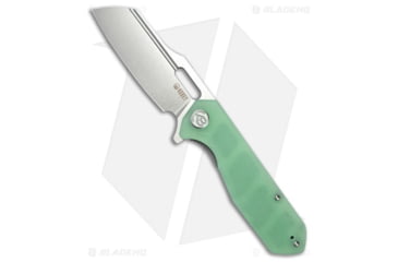 Image of Kubey Atlas Folding Knife, 3.31in, Sandvik 14C28N, Sheepsfoot Blade, G10 Jade Handle, Gray/Jade, 7.80in, BHQ-217113