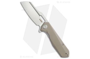 Image of Kubey Atlas Folding Knife, 3.31in, Sandvik 14C28N, Sheepsfoot Blade, G10 Tan Handle, Gray/Tan, 7.80in, BHQ-217114