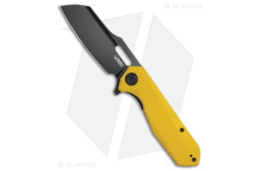 Image of Kubey Atlas Folding Knife, 3.31in, Sandvik 14C28N, Sheepsfoot Blade, G10 Yellow Handle, Black/Yellow, 7.80in, BHQ-217111