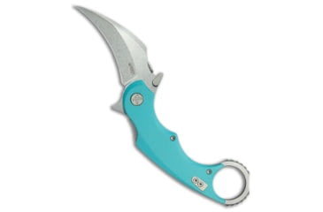 Image of Kubey Knives Kubey Knives Rogue Liner Lock Karambit Knife Tiffany Blue G-10 2.9" Stonewash, Blue, 14C28N, adult, BHQ-208720