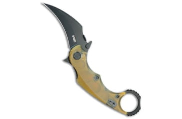 Image of Kubey Knives Kubey Knives Rogue Liner Lock Karambit Knife Ultem 2.9" Black SW, Yellow, Sandvik 14C28N, adult, BHQ-209106