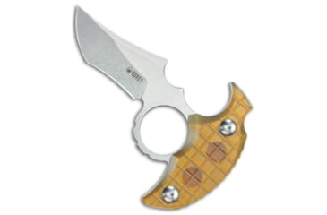 Image of Kubey Knives Kubey Knives Stheno Fixed Blade Push Dagger Knife Ultem 3" Stonewash, Yellow, 14C28N, adult, BHQ-211099