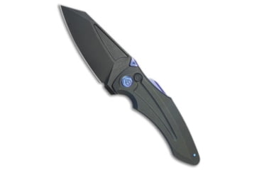 Image of Kubey Knives Kubey Knives Sumo Button Lock Knife Black SW Ti/Blue Accents 3.2" Black SW, Black, CPM 20CV, adult, BHQ-211094