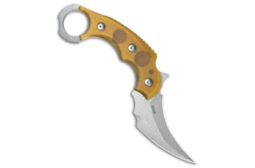 Image of Kubey Knives Kubey Knives Velociraptor Fixed Blade Pikal Karambit Knife Ultem 3" SW, Yellow, 14C28N, adult, BHQ-220164