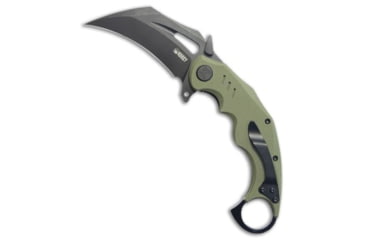 Image of Kubey Knives Kubey Knives Wrath Liner Lock Karambit Knife OD Green G-10 2.7" Black SW, OD Green, Sandvik 14C28N, adult, BHQ-206200