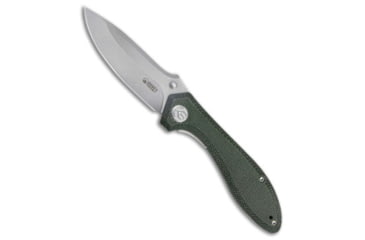 Image of Kubey Ruckus Folding Knife, 3.31in, AUS 10A, Drop Point Blade, Micarta, Green Handle, Green/Dark Gray, 8.03 inch, BHQ-221762