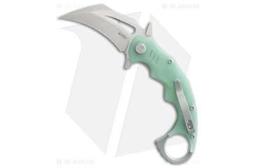 Image of Kubey Mini Wrath Folding Knife, 2.44in, Sandvik 14C28N, Hawkbill Blade, G10 Jade Handle, Gray/Jade, 6.89in, BHQ-203233