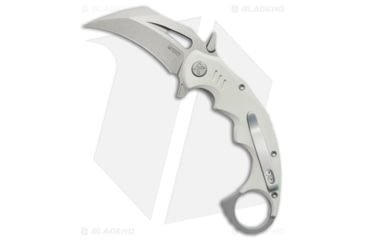 Image of Kubey Mini Wrath Folding Knife, 2.44in, Sandvik 14C28N, Hawkbill Blade, G10 White Handle, Gray/White, 6.89in, BHQ-202994