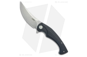 Image of Kubey Scimitar Folding Knife, 3.50in, AUS-10, Trailing Point Blade, G10 Black Handle, Gray/Black, 8.00in, BHQ-194541