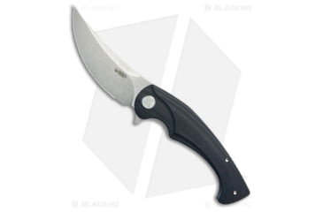 Image of Kubey Scimitar Folding Knife, 3.50in, Sandvik 14C28N, Trailing Point Blade, G10 Black Handle, Black/Black, 8.00in, BHQ-199557