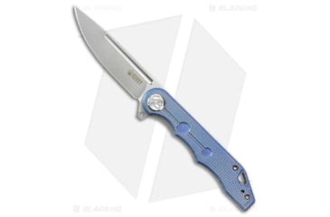 Image of Kubey Tiguass Mizo Folding Knife, 3.15in, AUS-10, Drop Point Blade, Micarta Blue Handle, Gray/Blue, 7.20in, BHQ-194551