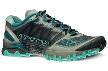 Image of La Sportiva Bushido Trail Running Shoe - Women's-Grey/Mint-Medium-38.5
