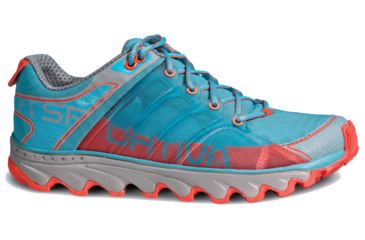 Image of La Sportiva Helios Trail Running Shoe - Women's-Ice Blue/Coral-Medium-37