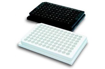 Image of Labnet Krystal 2000 Plate, 96 X 350 µl, Black, W/lid, Tissue Culture Treated, Indiv. Wrapped, Pk 100 P9815